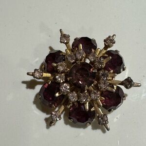 Vintage Purple Crystal Starburst Brooch